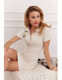 Rochie din bumbac cu maneca scurta, bej deschis FK509 - Magazin online - Boutique